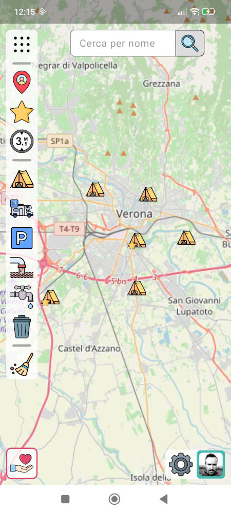 Screenshot risultati campeggi